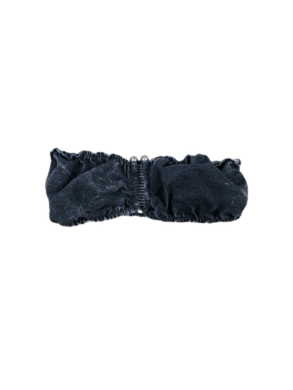 Apple Bottoms Tube Top Dark Wash Denim Metal Logo Y2k Streetwear Ruffle Stretch